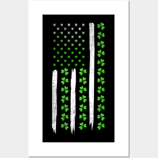 Shamrock America Flag St. Patrick's Day Posters and Art